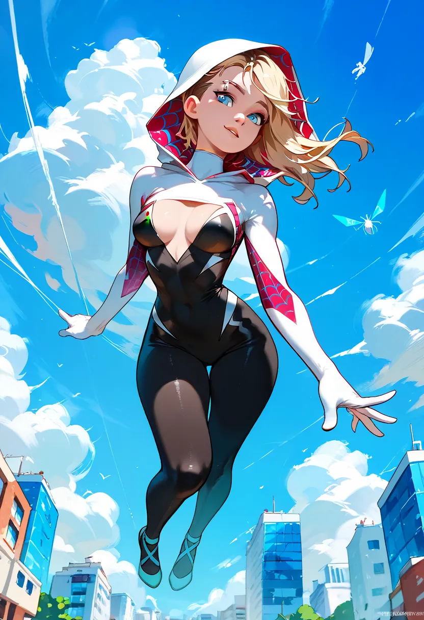 spider-gwen, dynamic angle, 