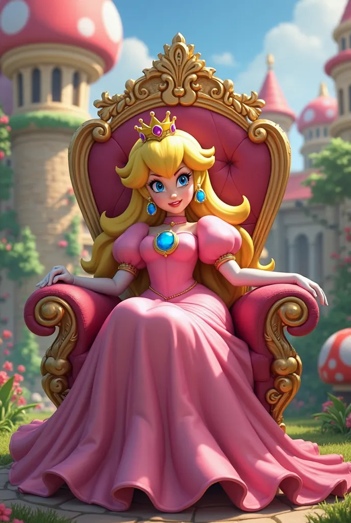 Mario Bross princess sitting on the flirtatious throne