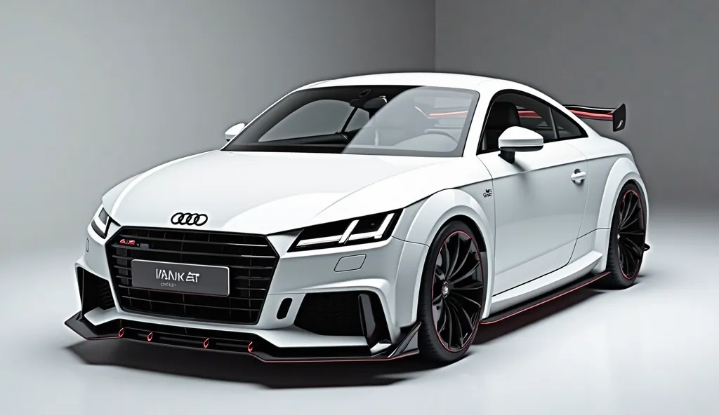 Create a 3D render of a  design featuring the 2025 [ AUDI TT y R8 2025] . The car should be viewed from the [inside   vew] in [white  colour]. Include a  prominently on] legantThe headlights should be [white colour],. The license plate should display [Audi...