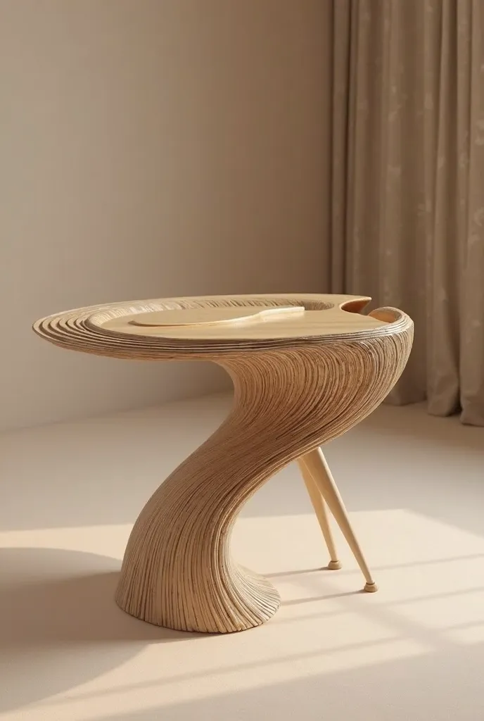 Create a furniture like center table used for residential home, that is inspired by male bird, made of bamboo or rattan