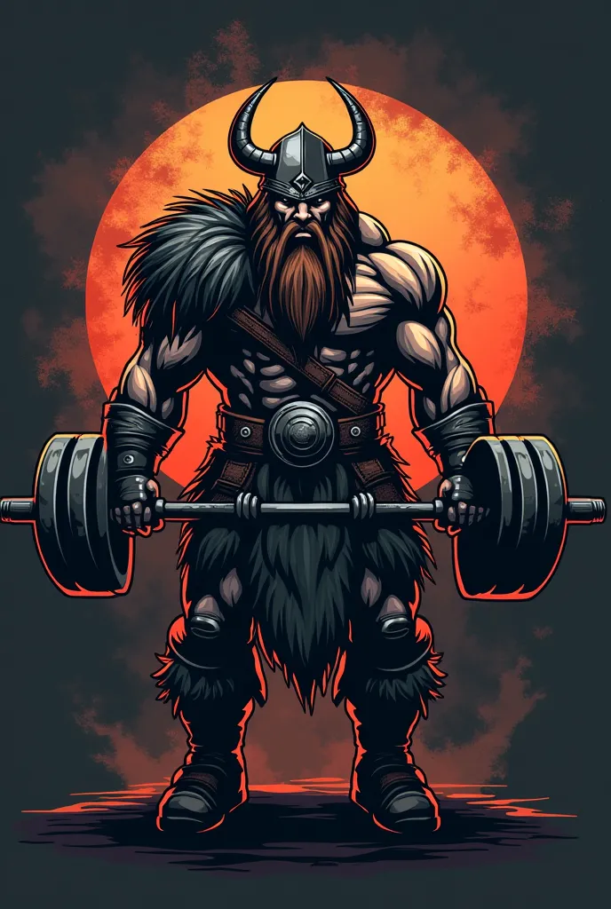 Generate a logo with the name "VY KING" and that brings two worlds together: le monde de viking et le monde de musculation, represent an image of a Viking using weight training equipment such as weights and dumbbells