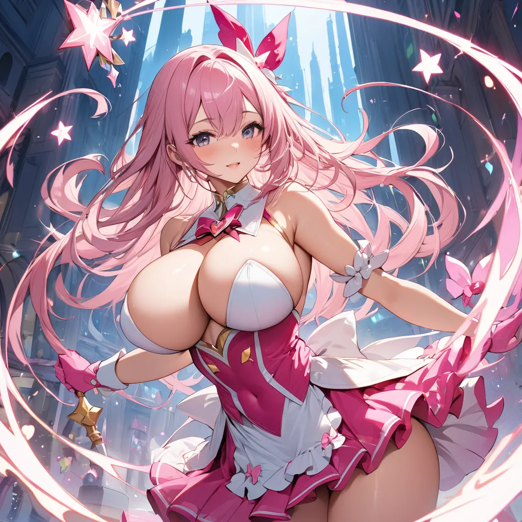 (best quality)), ((masterpiece)),Magical Girl,perfect body,large breasts,