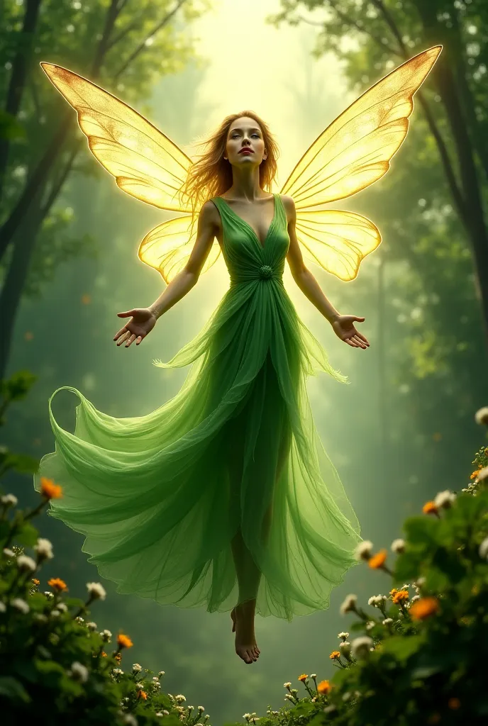 She's is flying, a fairy god mother of vegetable 