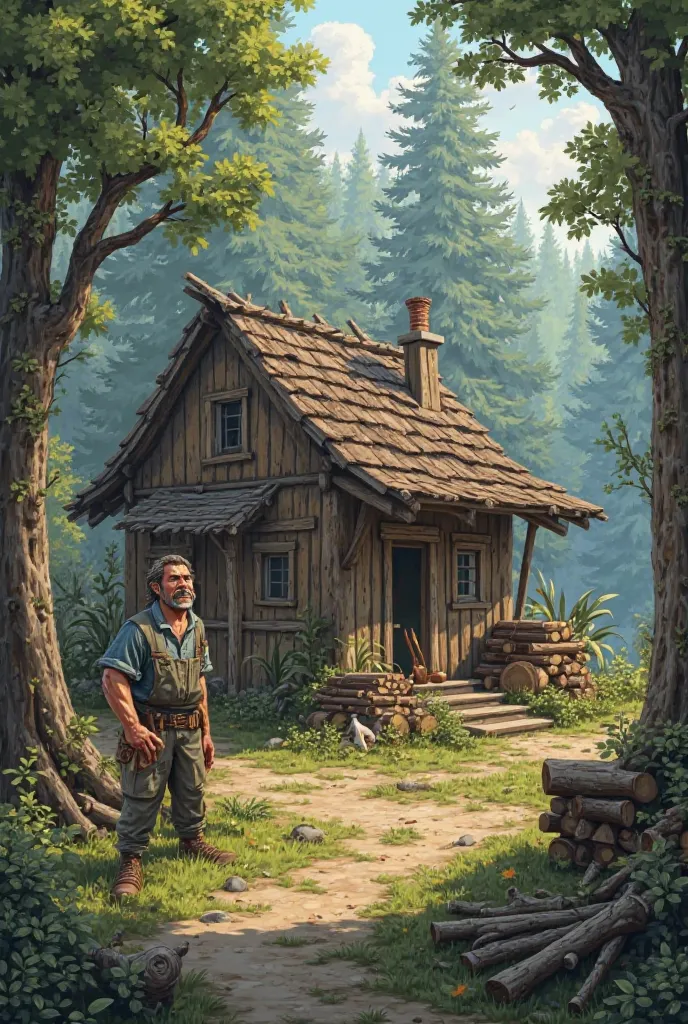 A woodcutter live in small house