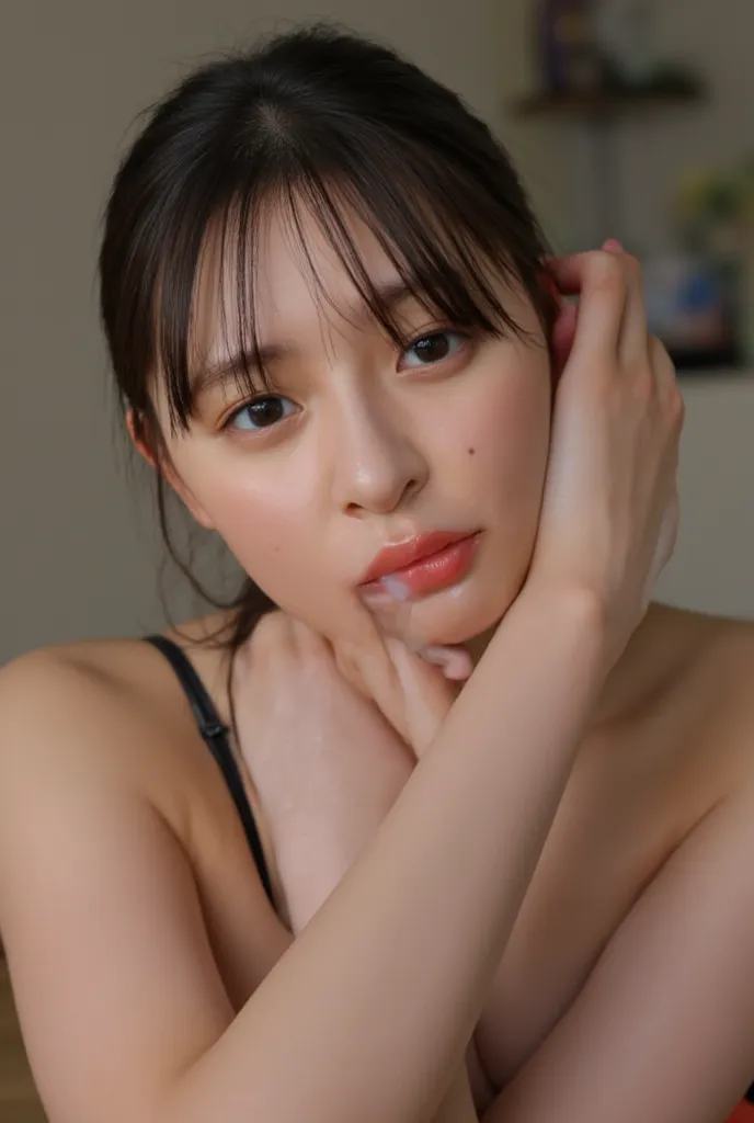 (( NSFW )) , (ultra highres, real skin, Hyperrealism, glistening skin ) , professional photograph, (absurdres:1.4), 8K, (RAW photo:1.2), best quality, ultra detailed, absolutely resolution, (face is shiny:0.8), (shiny skin:0.8 ) , A high resolution photogr...