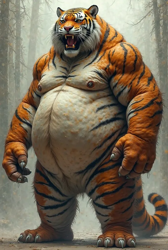 Do an obese tiger man, It must be huge fat 