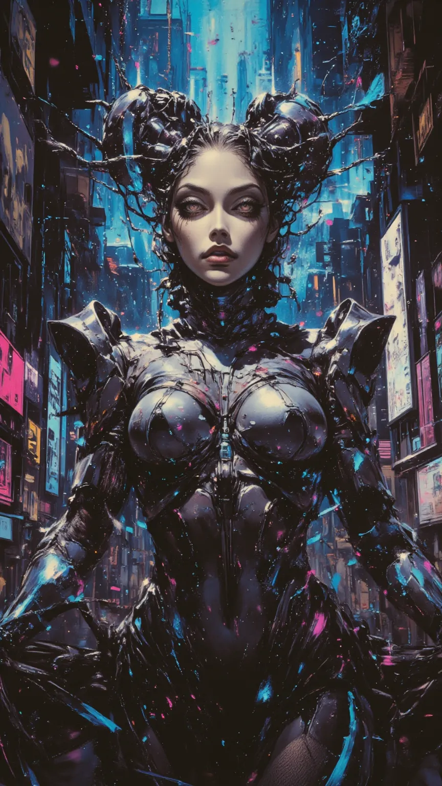  cyberpunk beauty，Luminescence，sexy，Big butt，Big breasts