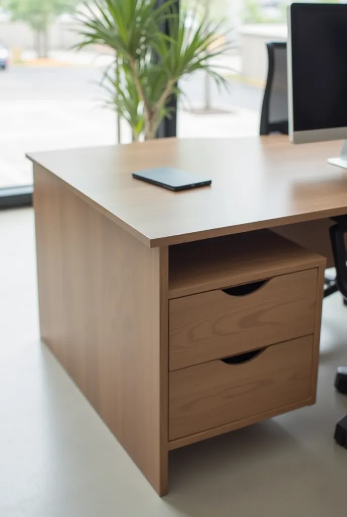 90 degree desk with drawers on the sides