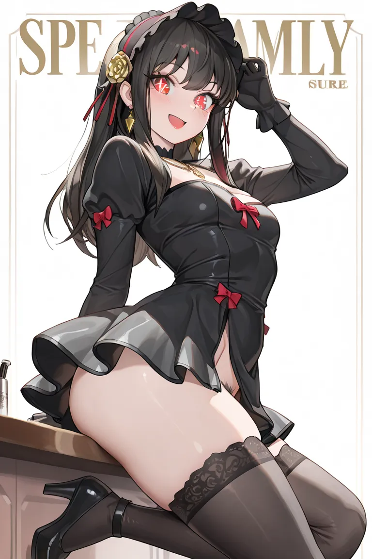 (small breasts:1.3), (perky chest:1.3), (pointed chest:1.2), (lolita fashion magazine cover:1.3),(from side:0.9),masterpiece, 1girl, Amazing Cleavage:1.2, thin waist, big ass, Raised sexy, small breast: 1.3, posed cleavage:1.2、(from below:1.2, best quality...