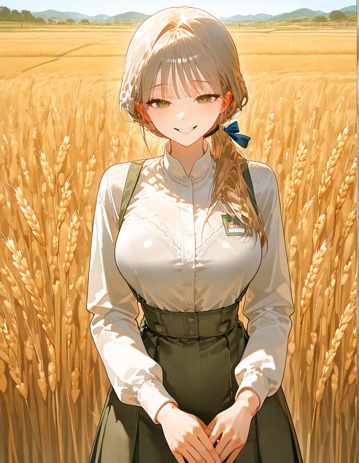 korean woman, (great performance, beautiful person, Polluted Milk-tainted Smile), Virtual YouTube, Rural Farm Working, ( creatures (Trimming Wheat: 1.4)), Fertilizing, Weeding, Plain face, No makeup, Country girl, , a ponytail hairstyle , fine skin texture...