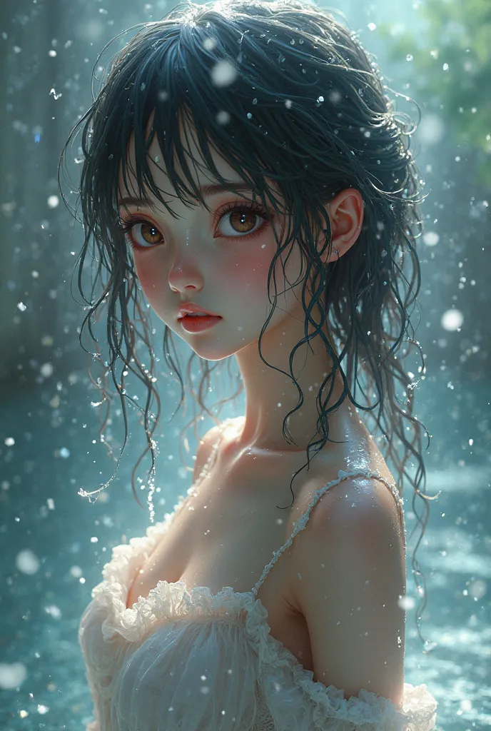 A wet anime girl