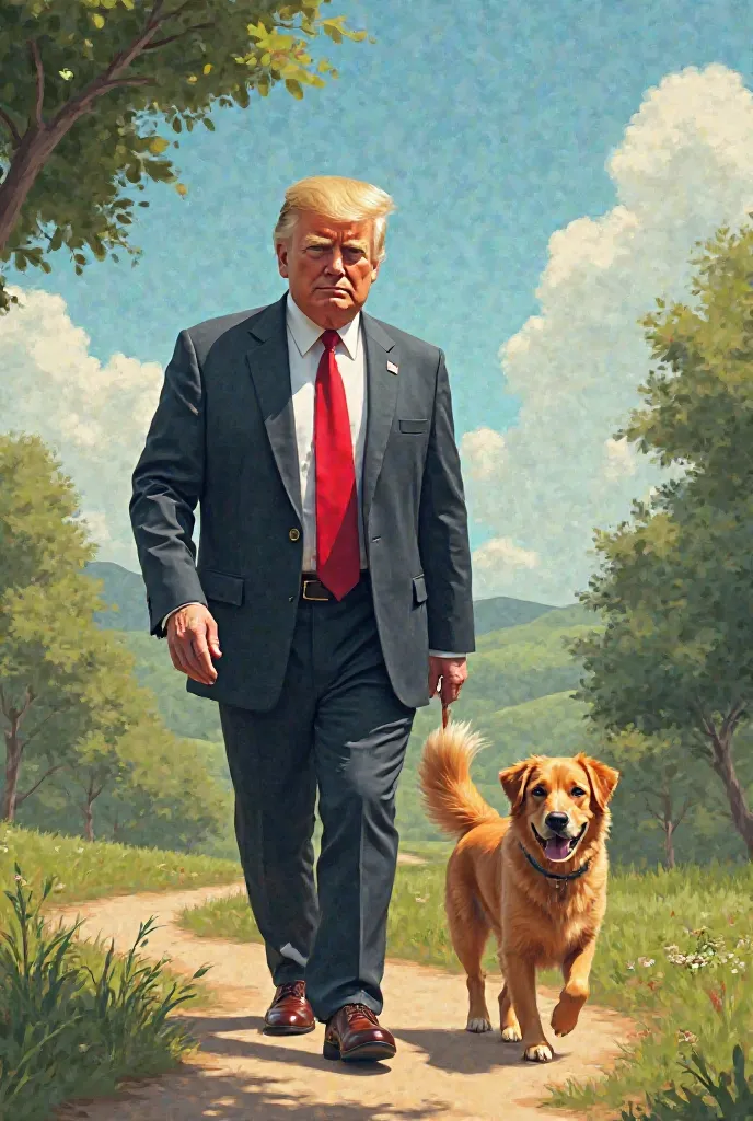 Donald Trump with dog walk