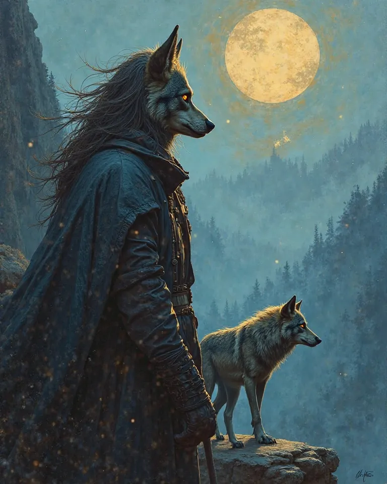 Create an ultra-photorealistic oil painting that embodies the essence of a Sigma—a lone wolf, a mysterious and powerful figure who walks his own path. The artwork should feature rich, textured brushstrokes, deep contrasts, and cinematic lighting, capturing...