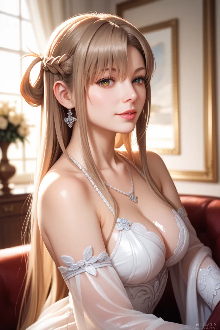 Asuna Ichinose,Realistic and realistic portraits,Delicate and delicate close-up,Beautiful and charming female facial features,Gentle and peaceful expression,Elegant sitting posture,Exquisite lighting and shadow processing,high-definition 4K ultra-clarity,r...