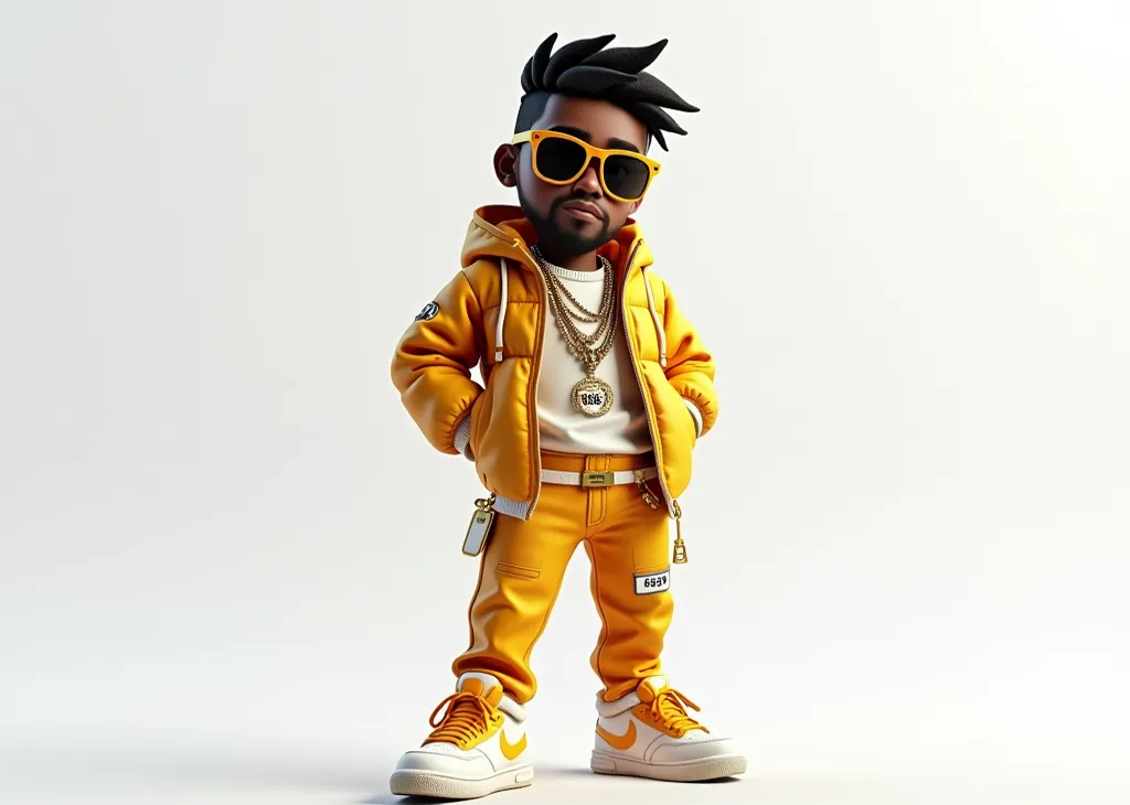 3D Character rapper ,A lot of money ,Cloth name '689'  White back ground