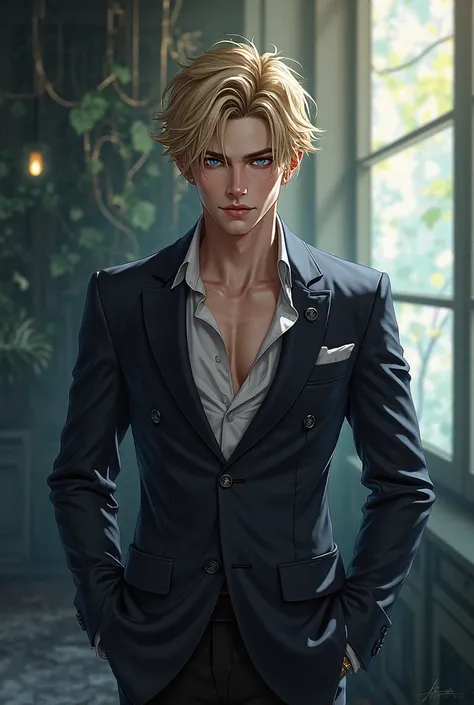 Book character. I want a male like Zhenya like Codename Anastasia yaoi, blonde hair and blue eyes