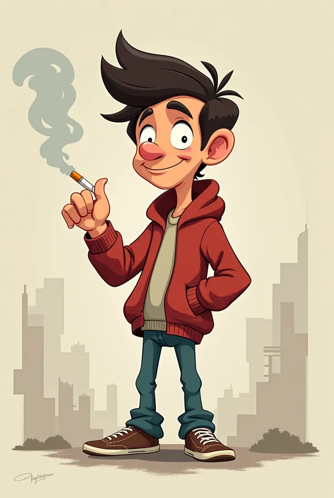 Cartoon man with a disposable cigarette 