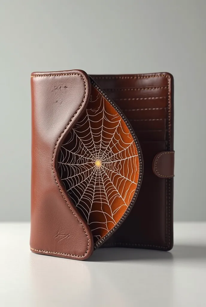 leather 3d wallet with a small web inside