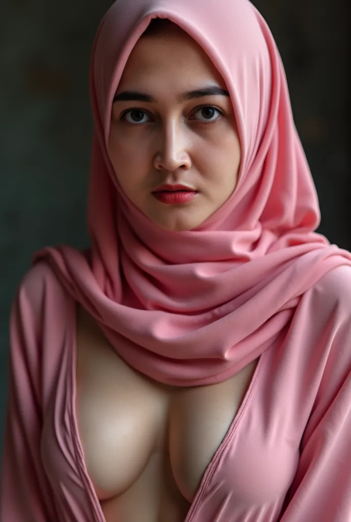 a beautiful detailed pink hijab portrait, nude woman, saggy breasts, Malay woman face, age 30, oil sweat body, nude breasts, big busts, undressed, nude full body, cowgirl reverse fuck, (best quality,4k,8k,highres,masterpiece:1.2),ultra-detailed,(realistic,...