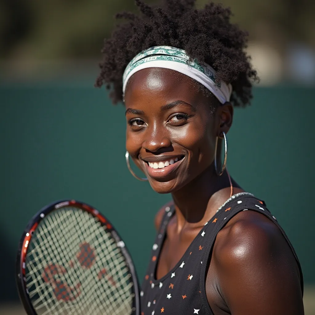 A portrait of bandminton player American background 