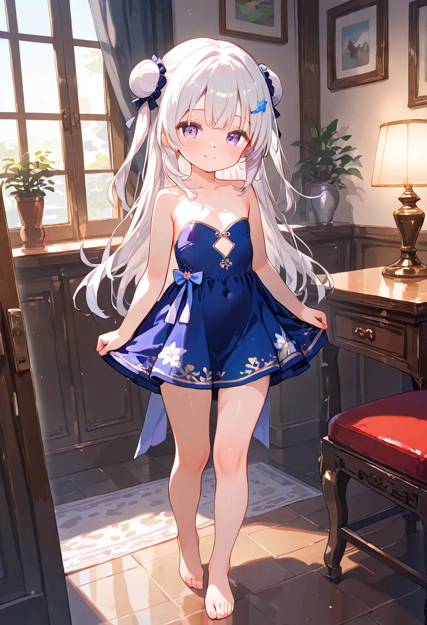 loli.cute.china strapless dress.legs.feet.standing.