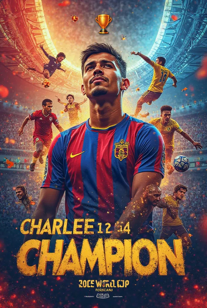 Create a flyer that says LATAM FC CHAMPION 2025 Charlie Delta world cup