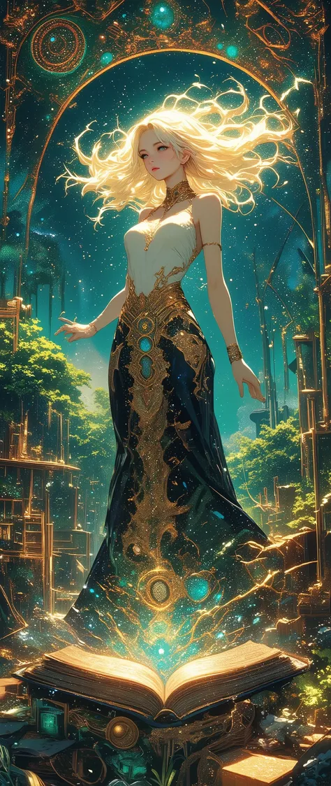 ((A Forbidden Book)), Tapestry,  Beautiful Shine Like a Rainbow , Mythical, The atmosphere is like that of Diego Velazquez's Painting of Arachne, Painting, kaleidoscope, nature,  biotechnology , center, Journey,  Kai-Knight , the sound of water, Monuments,...