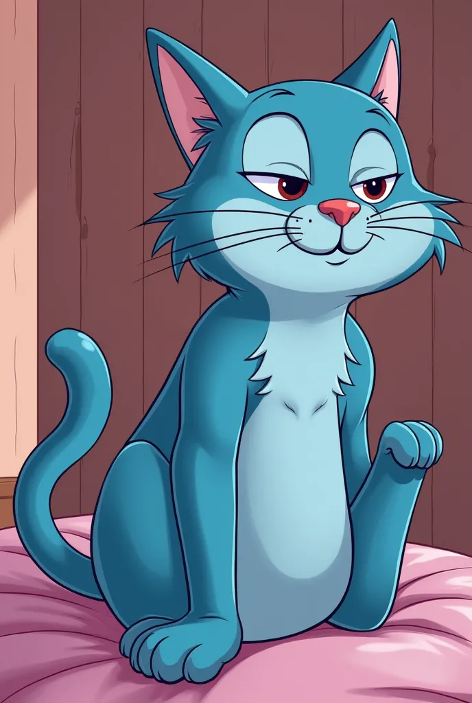 Nicole waterson the cartoon mom, the blue cat, spreading her legs and rubbing her pussy, naked and pleasuring herself