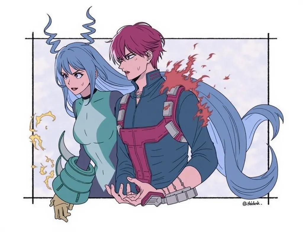 Todoroki y nejire de My hero academia 