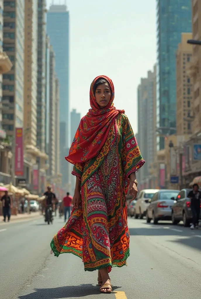 Ethiopian ladys wear traditional clothes in Dubai road running 