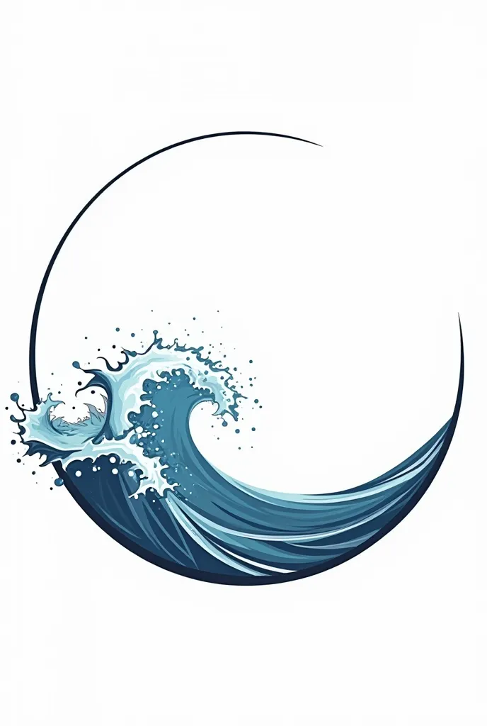 round background vector illustration splash water waves, in sport style, with black outline and very few details, sport style white background