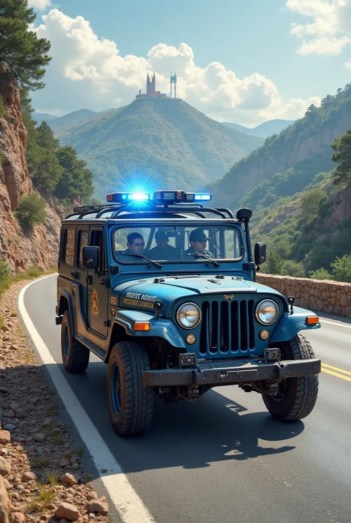 Republic of San Marino Border Police Cheeroke Jeep with blue flashing 