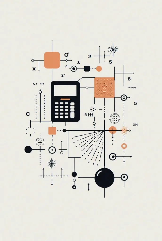 Create a minimalist image representing the concept of 'Mathematics.' The design should be simple and clean, using geometric shapes, numbers, and mathematical symbols such as addition, subtraction, multiplication, division, or equations. It could feature a ...