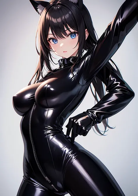 BLACK PVC CATSUIT GIRL