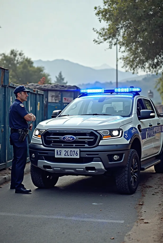 Republic of San Marino Border Police closed dumpster ford ranger with blue flashing 