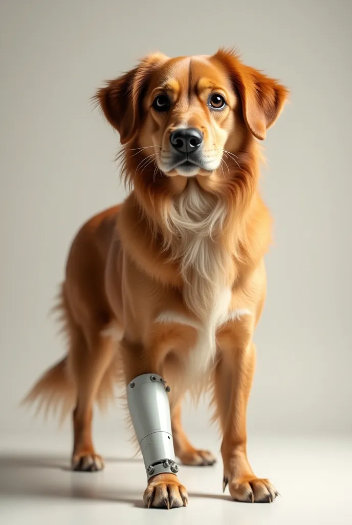 Dog wearing prosthetic paw.