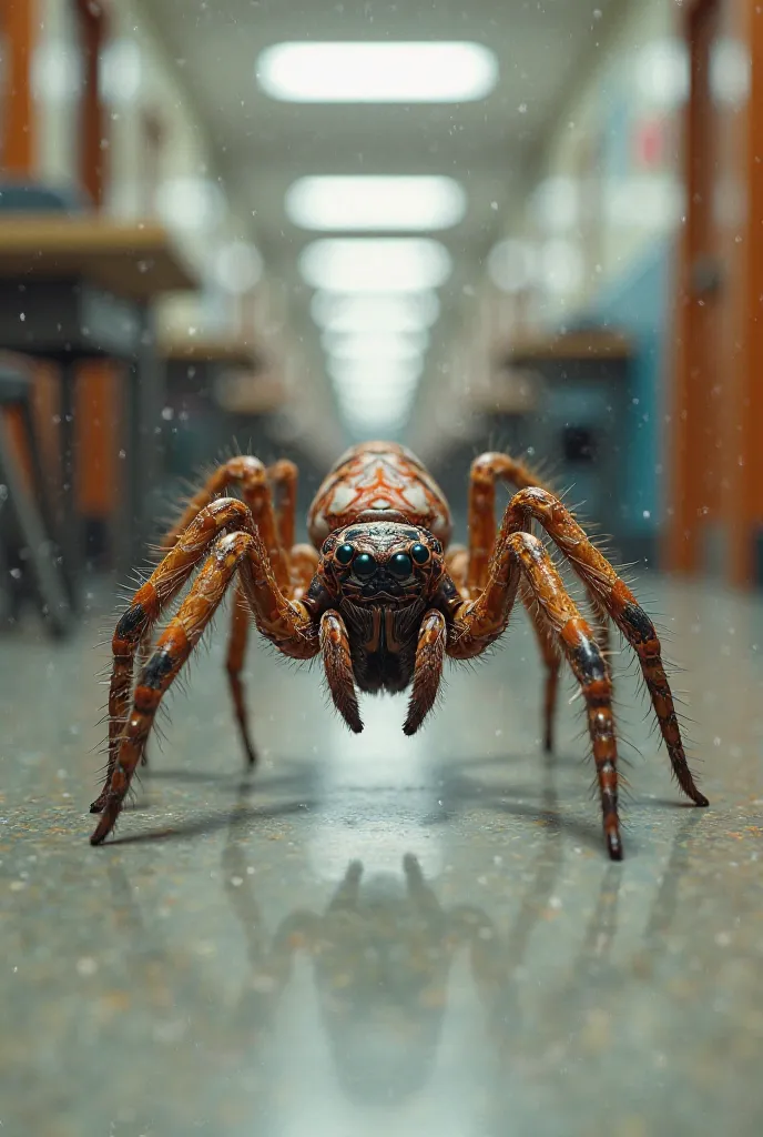 A spider with nike Jordans on its feet. It's going to school 