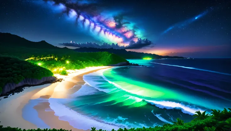 超high image quality during sick leave,high image quality during sick leave,high quality,Spectacular views at night,Tropical Beach, light green to bright green ,The ocean breeze is blowing,blue fluorescent beaches expand spectacular ocean views,Blue light s...