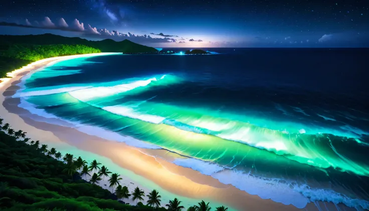 超high image quality during sick leave,high image quality during sick leave,high quality,Spectacular views at night,Tropical Beach, light green to bright green ,The ocean breeze is blowing,blue fluorescent beaches expand spectacular ocean views,Blue light s...
