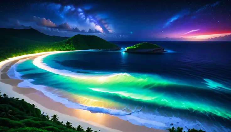 超high image quality during sick leave,high image quality during sick leave,high quality,Spectacular views at night,Tropical Beach, light green to bright green ,The ocean breeze is blowing,blue fluorescent beaches expand spectacular ocean views,Blue light s...