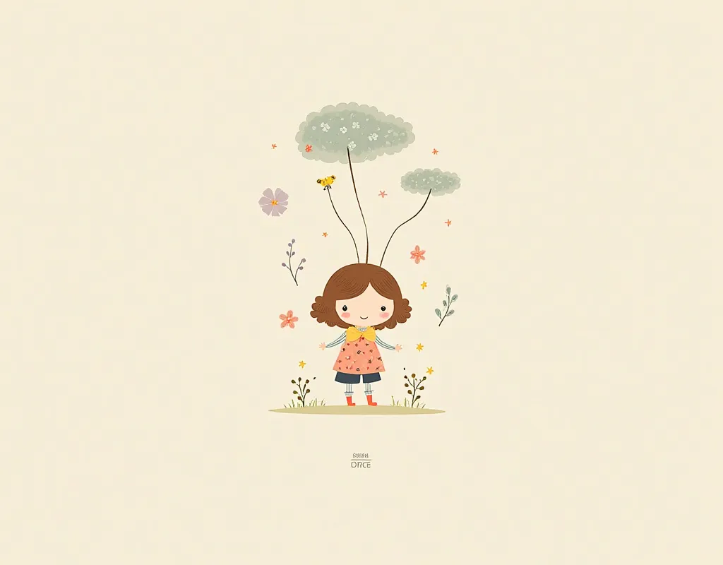 Small girl illustration flat style design