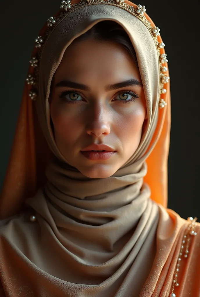 beautiful hijab sexy women, detailed facial features, elegant expression, graceful posture, 5K, high quality, professional, studio lighting, physically-based rendering, vivid colors, dramatic lighting, cinematic, fantasy, digital painting, ornate hijab, fl...