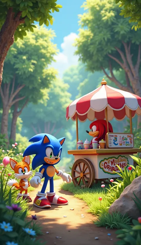 Sonic, Tails and Knuckles were out in the woods on a very hot day when they saw an ice cream cart