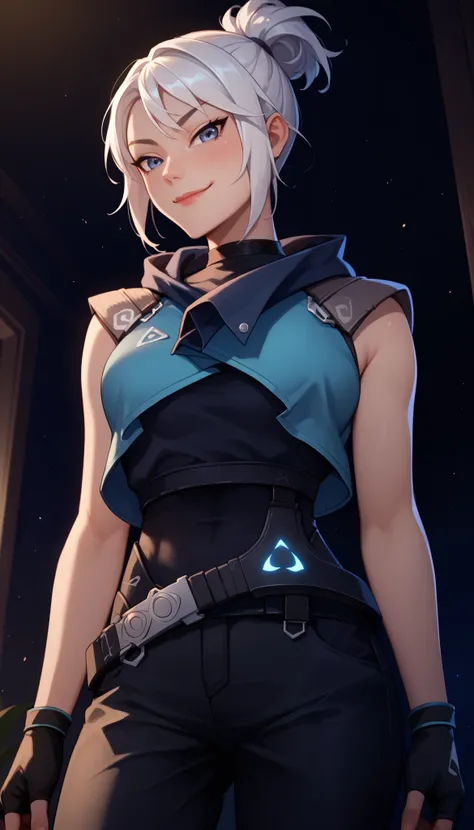 Score_9, Score_8_up, Score_7_up, Score_6_up, Score_5_up, Score_4_up, Source_anime, Tag1, Tag2, Quality_masterpiece, Anatomically correct, detailed skin, 1girl, detailed face, smug smile,

 young girl, skinny body, 1girl, valJett, white hair, short ponytail...
