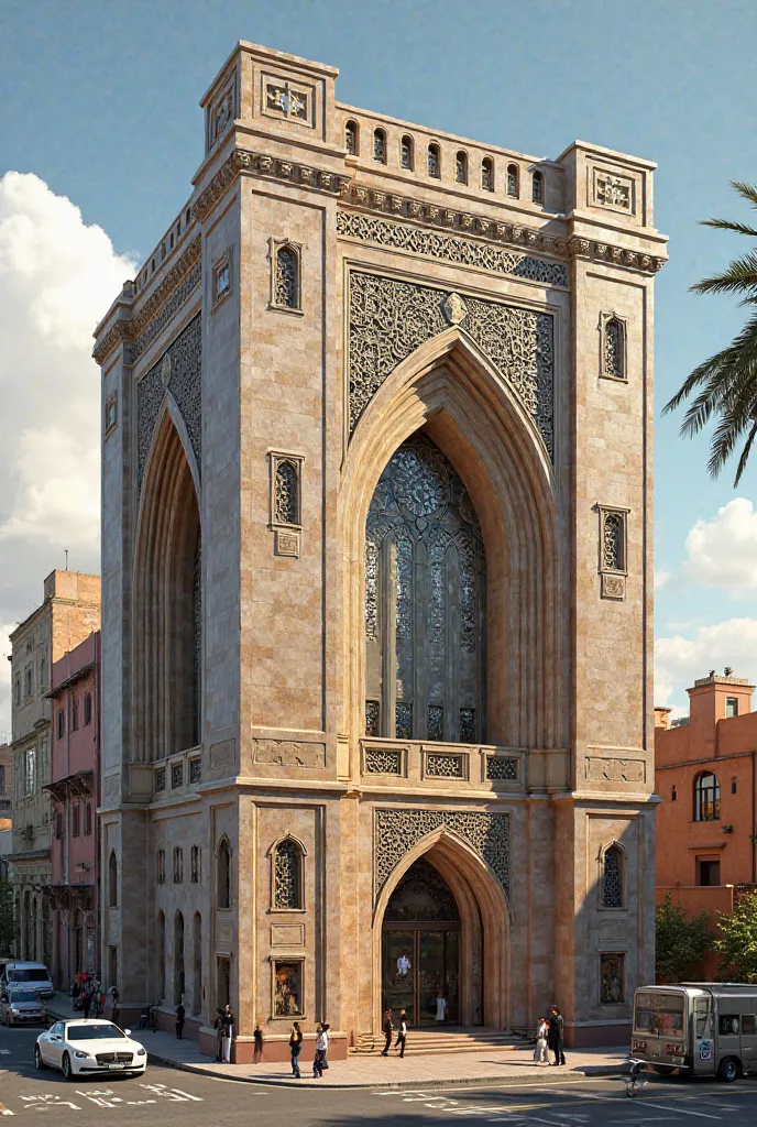 I want a realistic photo of the headquarters of a Moroccan bank called Attiqa