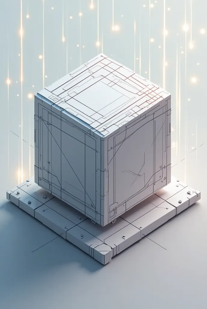 Give me images of a cube seen in an isometric pattern with line details