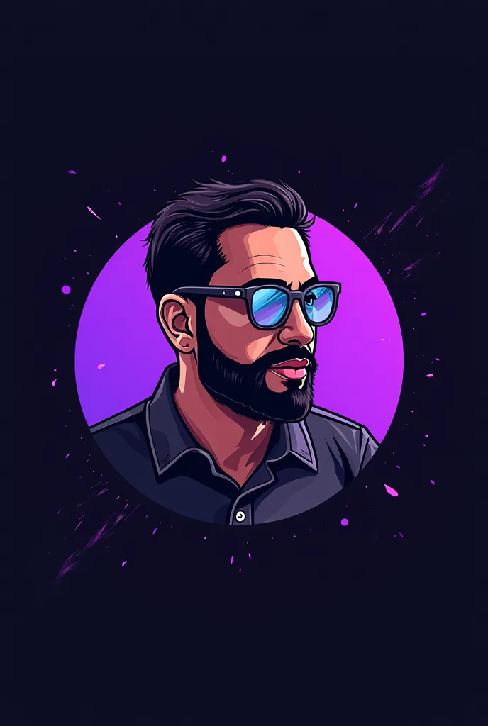 Create for me a profile image with the name LS Cortes. with the colors purple and black, the image will be for a creative and innovative clip profile. The image must be in a round format. THE IMAGE IS FOR STREAMING podcast CLIPS. With few graphic elements ...