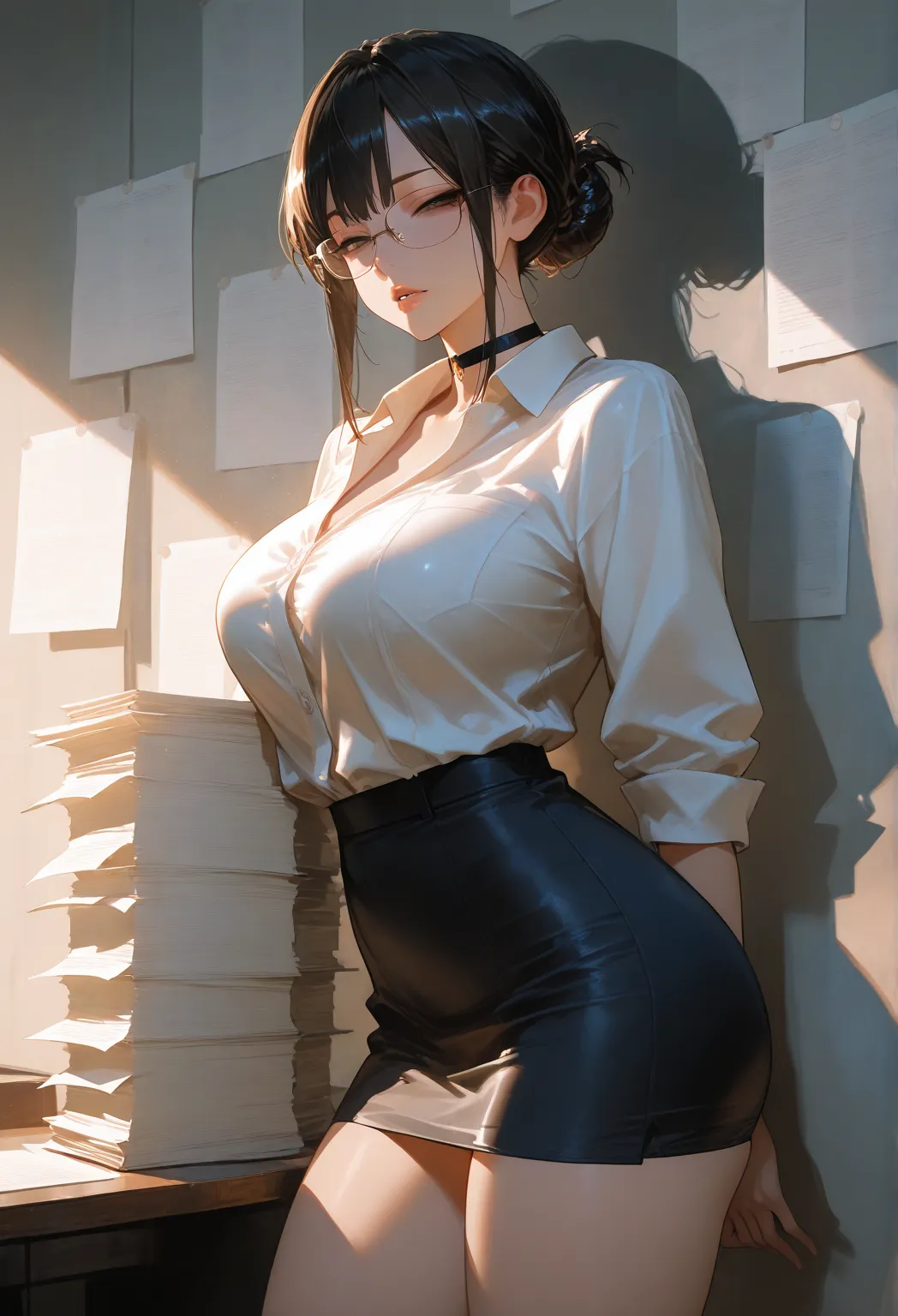 Masterpiece, source_hentai, top quality, amazing quality, very aesthetic, high resolution, super detailed, lighting, colorful, absurd, latest,
1 Girl, Beautiful Secretary, Expressive Eyes, Upper Body, Detailed Face, Beautiful Face, Long Black Hair Tied Bac...