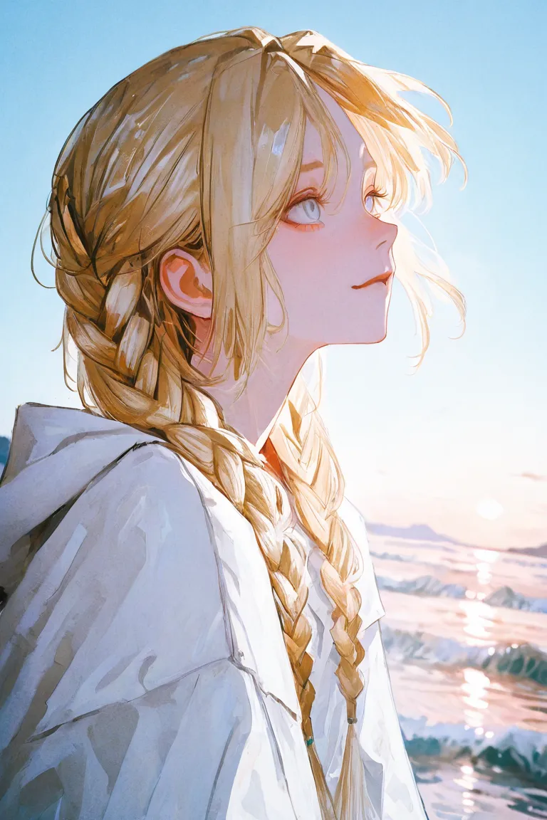 A stylized anime (semi-realism) illustration of Celeste, a young woman with an ethereal presence. She has a unique blend of Chinese and French heritage, reflected in her delicate yet defined features—a soft jawline, a slightly high-bridged nose, and expres...