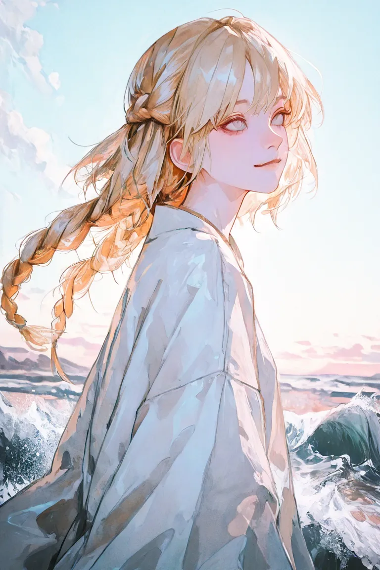 A stylized anime (semi-realism) illustration of Celeste, a young woman with an ethereal presence. She has a unique blend of Chinese and French heritage, reflected in her delicate yet defined features—a soft jawline, a slightly high-bridged nose, and expres...